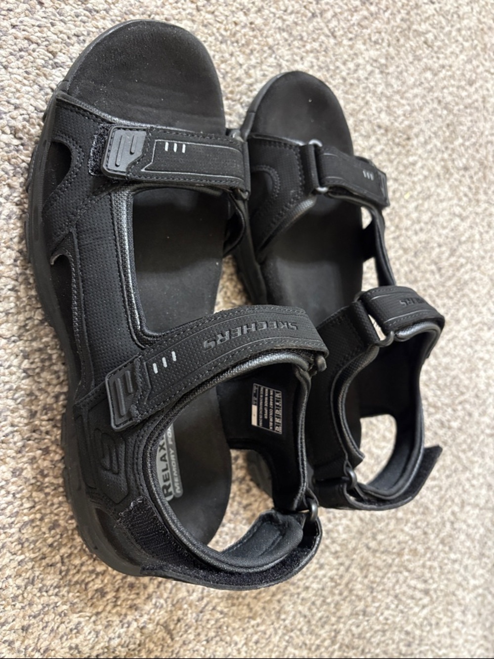 Skechers Black Outdoor Hook-and-Loop Sport Sandals